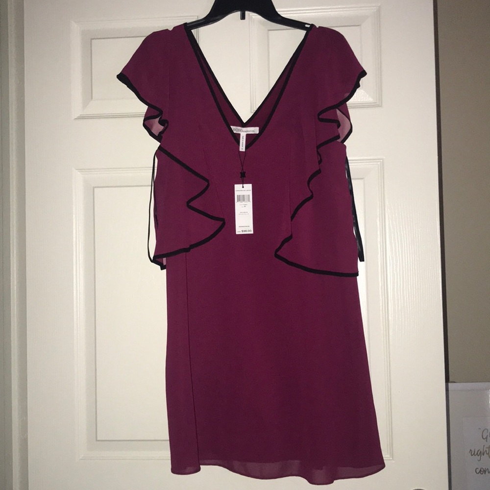 BCBG Brand New Burgundy Ruffled Dress